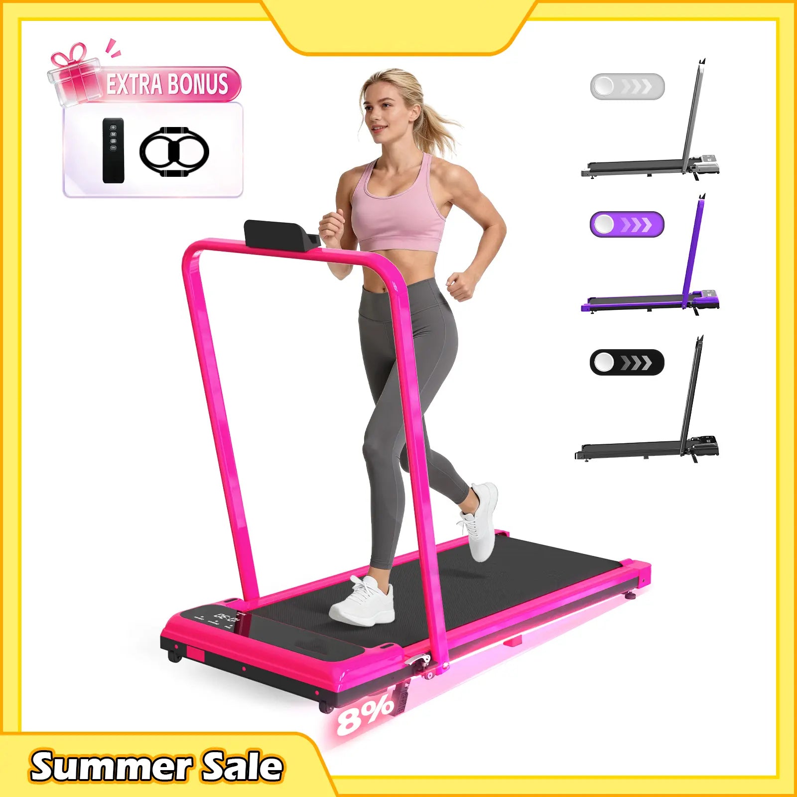 Foldable Handrail Adjustable Incline Treadmill