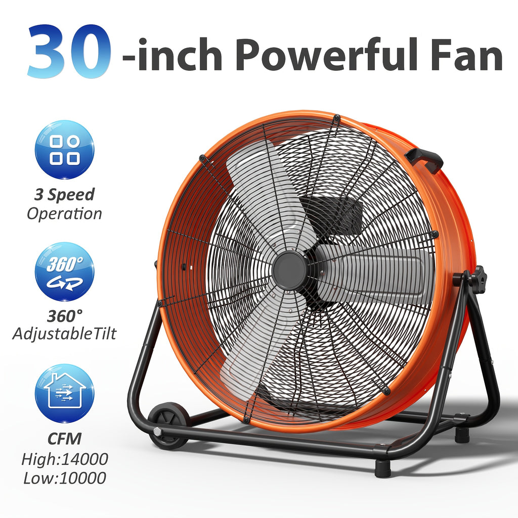 Industrial Drum Fan - 24/30" High Velocity Floor Fan